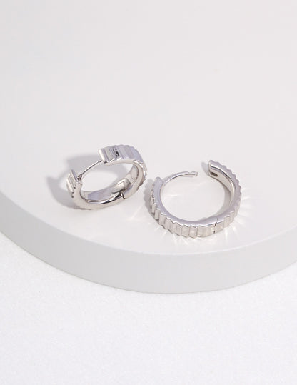 S925 Silber Minimalistische Zahnrad Runde Creolen