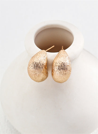 S925 Silver Textured Half-Circle Earrings