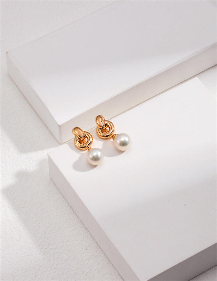 Elegant Double Hoop Pearl Drop Earrings – S925 Sterling Silver | Timeless & Minimalist Design