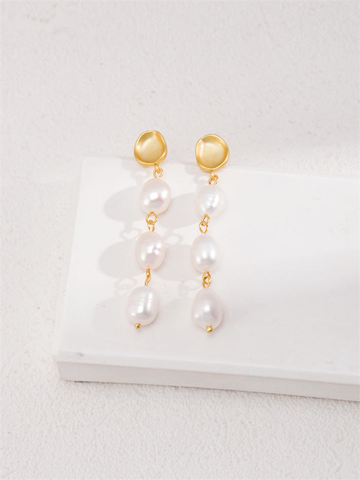 Baroque Pearl Drop Earrings – S925 Sterling Silver | Stylish & Versatile Design