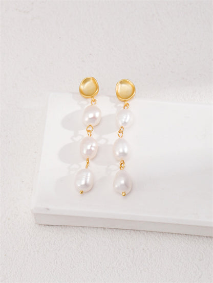 Baroque Pearl Drop Earrings – S925 Sterling Silver | Stylish & Versatile Design