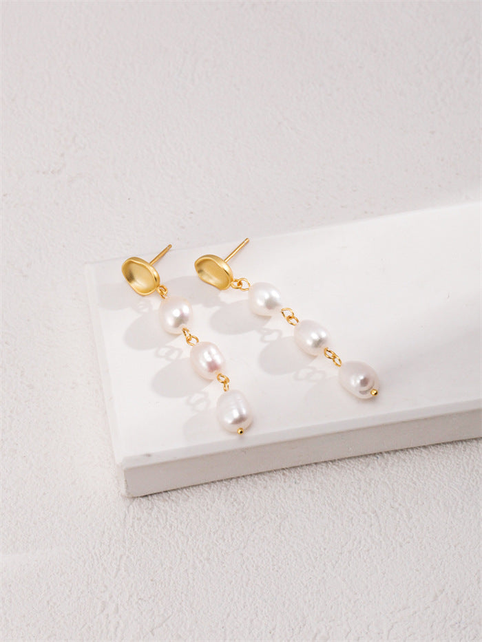 Baroque Pearl Drop Earrings – S925 Sterling Silver | Stylish & Versatile Design