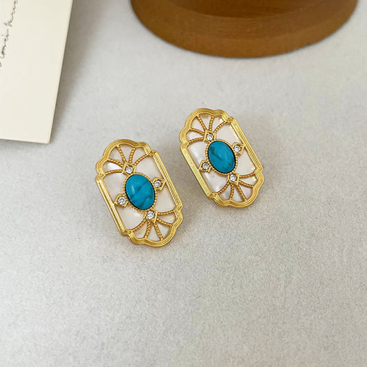Shell & Turquoise Stud Earrings