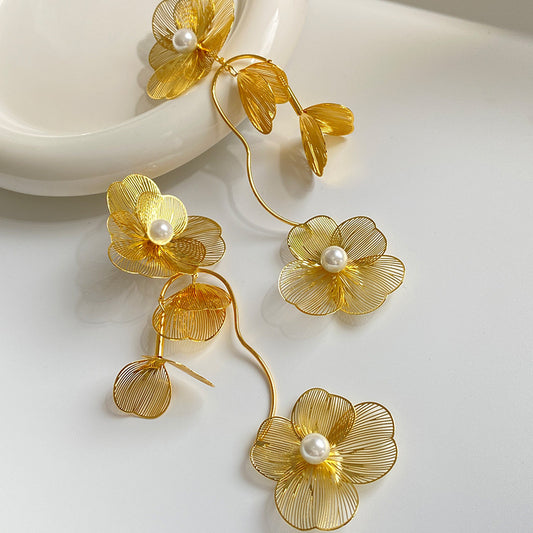 Camellia Pearl Drop Earrings