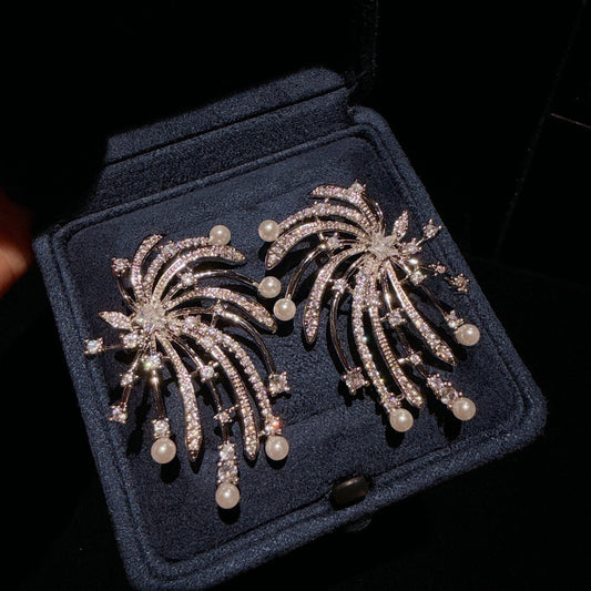 Sparkling Firework Zircon Stud Earrings