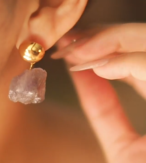 Natural Clear Quartz & Amethyst Crystal Drop Earrings for Dailywear