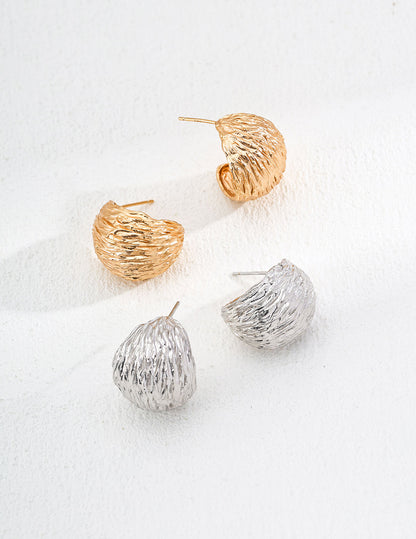 Vintage Inspired Textured Stud Earrings – 925 Sterling Silver