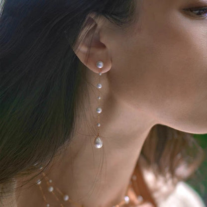 Fairy Freshwater Pearl Starry Ear Thread Earrings for Girlfriend or Best Friend