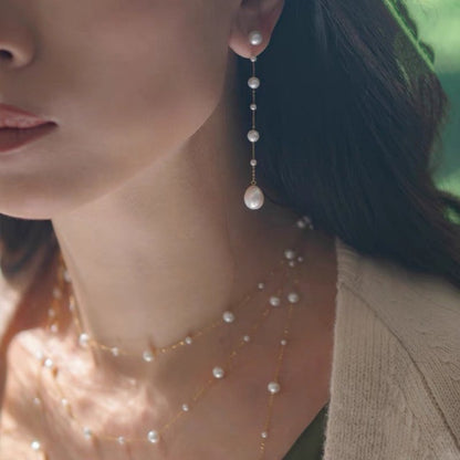 Fairy Freshwater Pearl Starry Ear Thread Earrings for Girlfriend or Best Friend