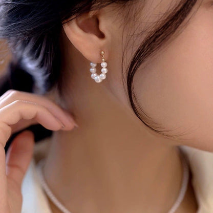 Hoop Earrings with Natural Freshwater Pearls