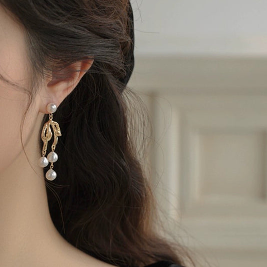 Baroque Freshwater Pearl Bow Drop Earrings for Dailywear/Gift
