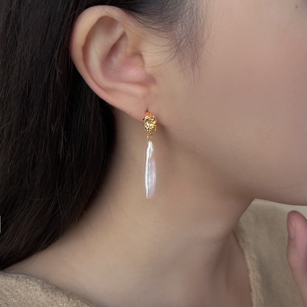 Baroque Stick Pearl Earrings – Unique Freshwater Pearls for Dailywear/Wedding Jewelry