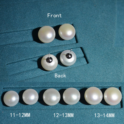 Freshwater Button Pearl Stud Earrings – Classic Design