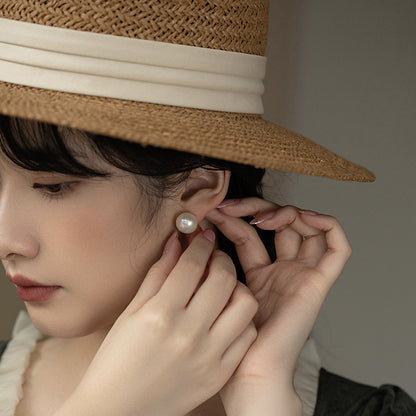 Freshwater Button Pearl Stud Earrings – Classic Design
