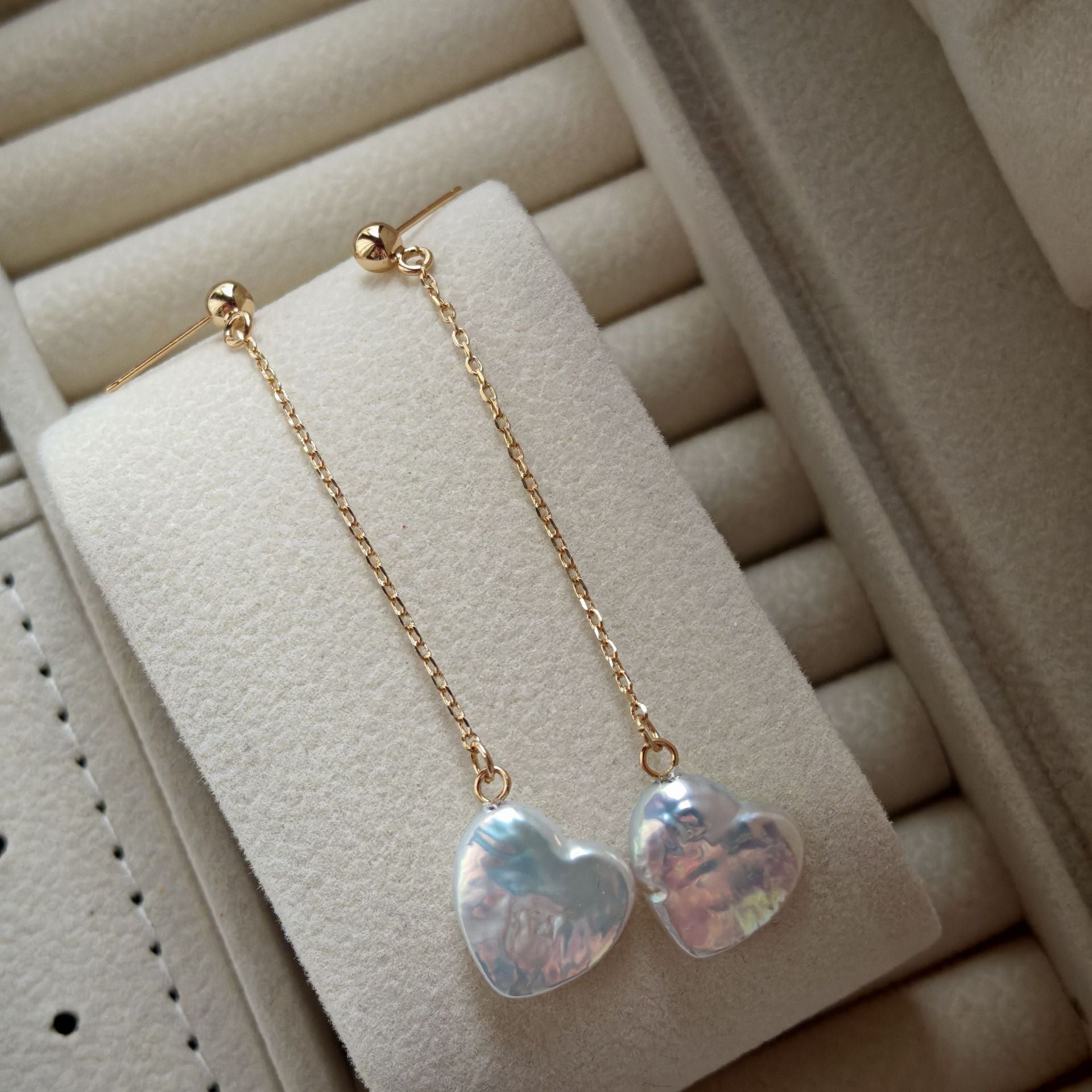 Baroque Heart-shaped Pearl Drop Earrings
