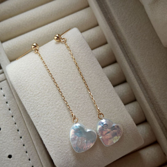 Baroque Heart-shaped Pearl Drop Earrings