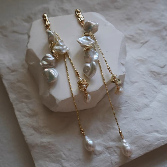 baroque and teardrop pearl drop earrings