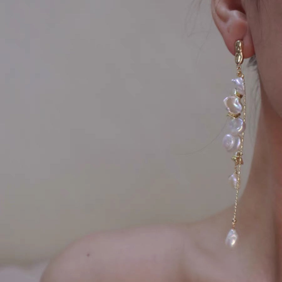 baroque and teardrop pearl drop earrings