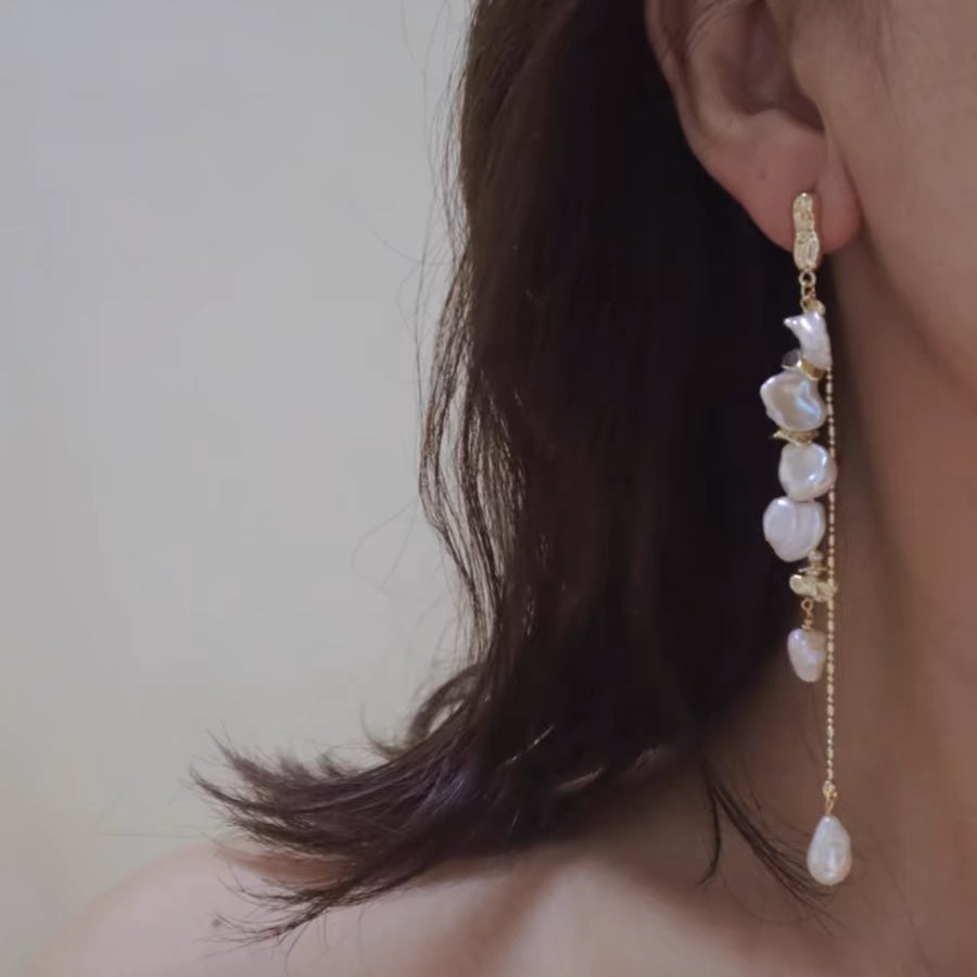baroque and teardrop pearl drop earrings