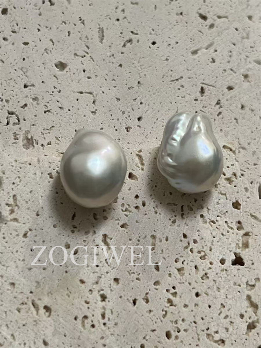 Large Baroque Pearl Stud Earrings