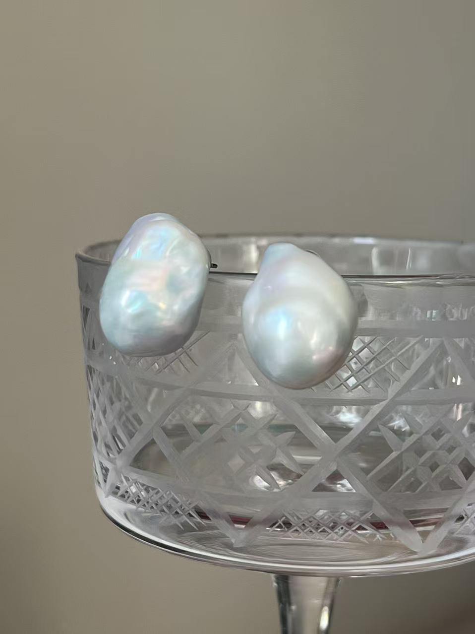 Large Baroque Pearl Stud Earrings