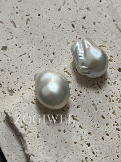 large baroque pearl stud earrings