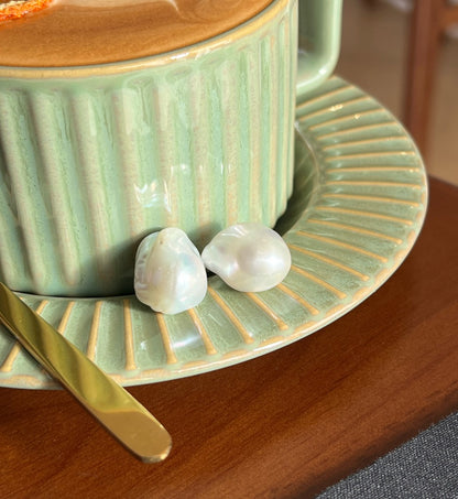 Large Baroque Pearl Stud Earrings