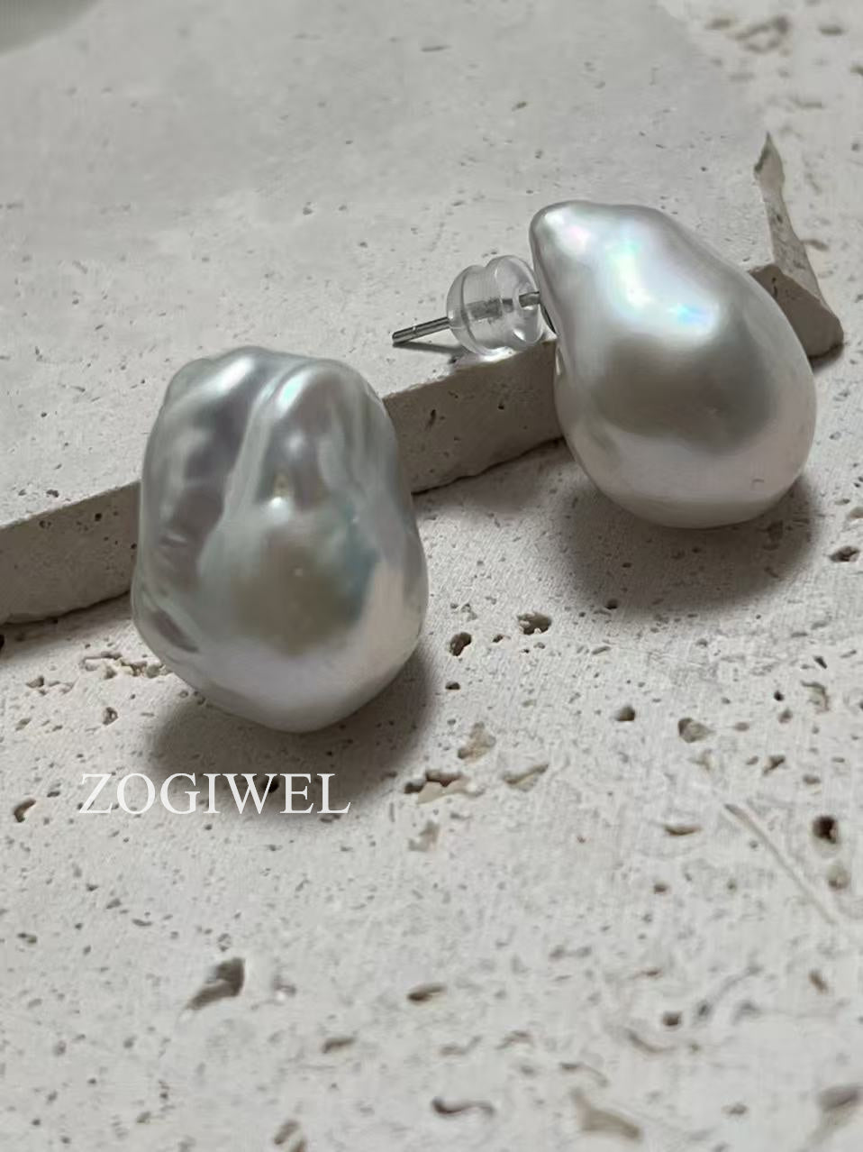 Large Baroque Pearl Stud Earrings