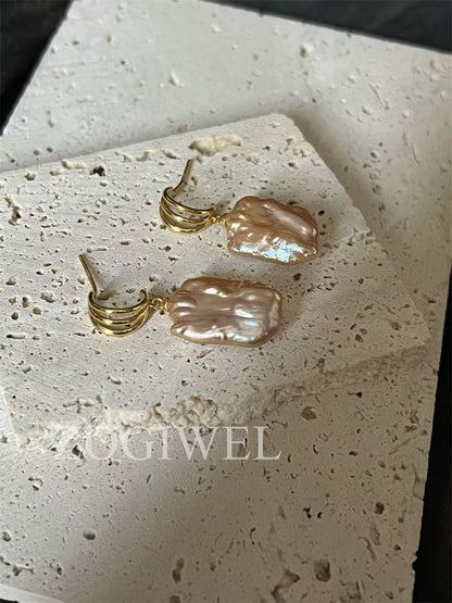 Baroque Pink Pearl Drop Earrings