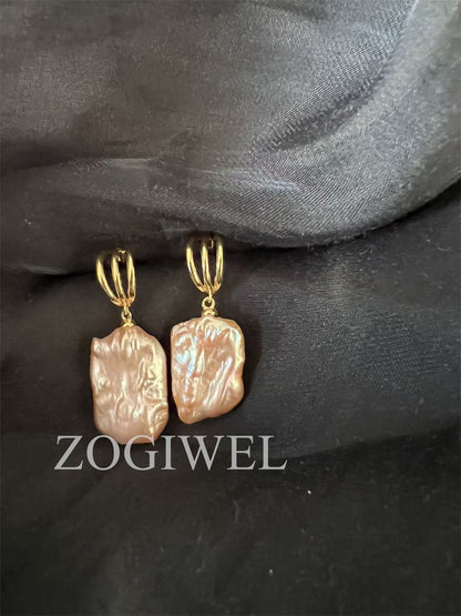 Baroque Pink Pearl Drop Earrings