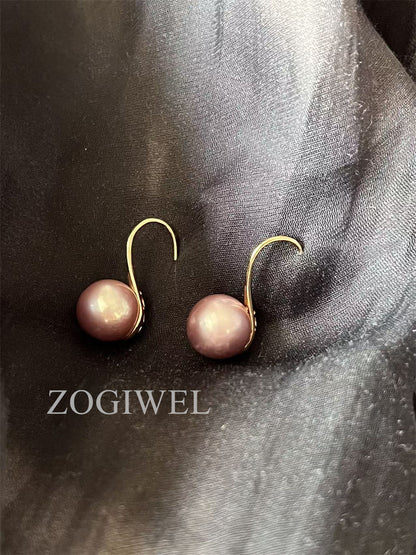 Classic Purple Pearl Drop Earrings