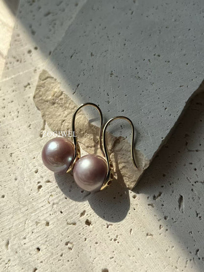 Classic Purple Pearl Drop Earrings