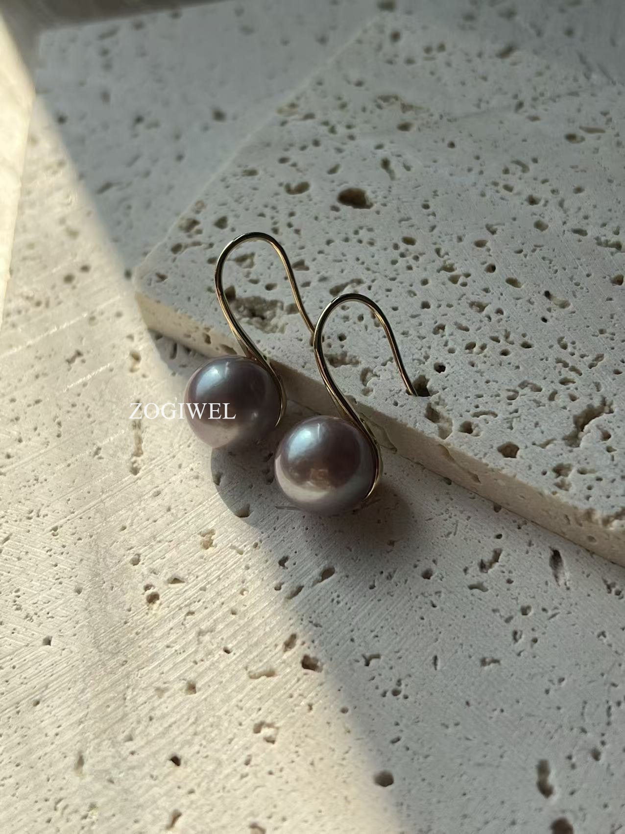 Classic Purple Pearl Drop Earrings