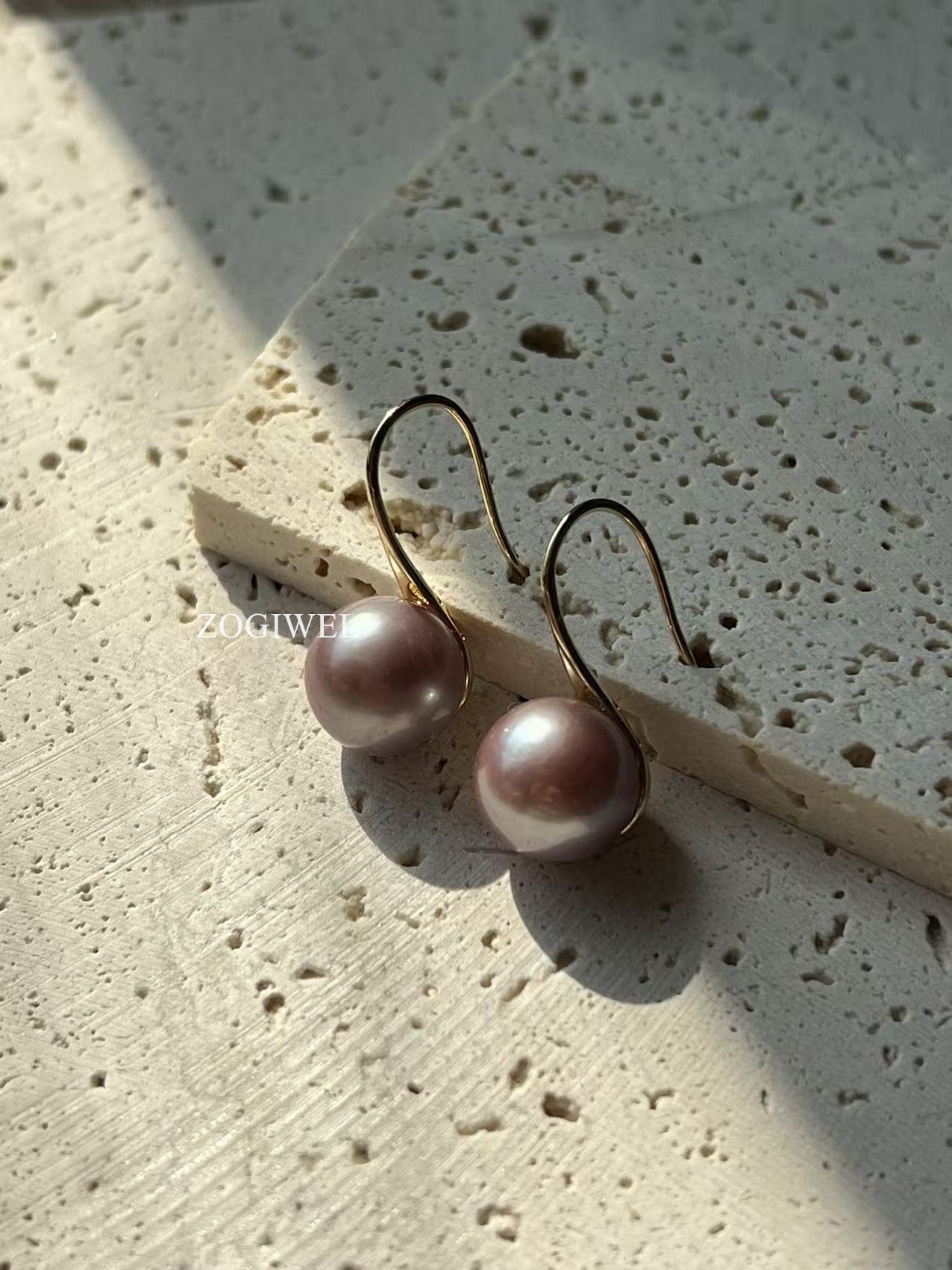 Classic Purple Pearl Drop Earrings