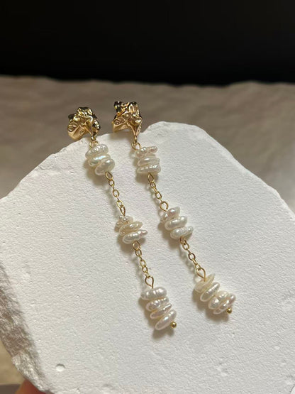 Freshwater Baroque Pearl Drop Earrings with Gold Accent