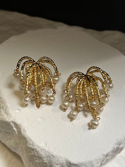 Freshwater Baroque Pearl Firworks Earrings