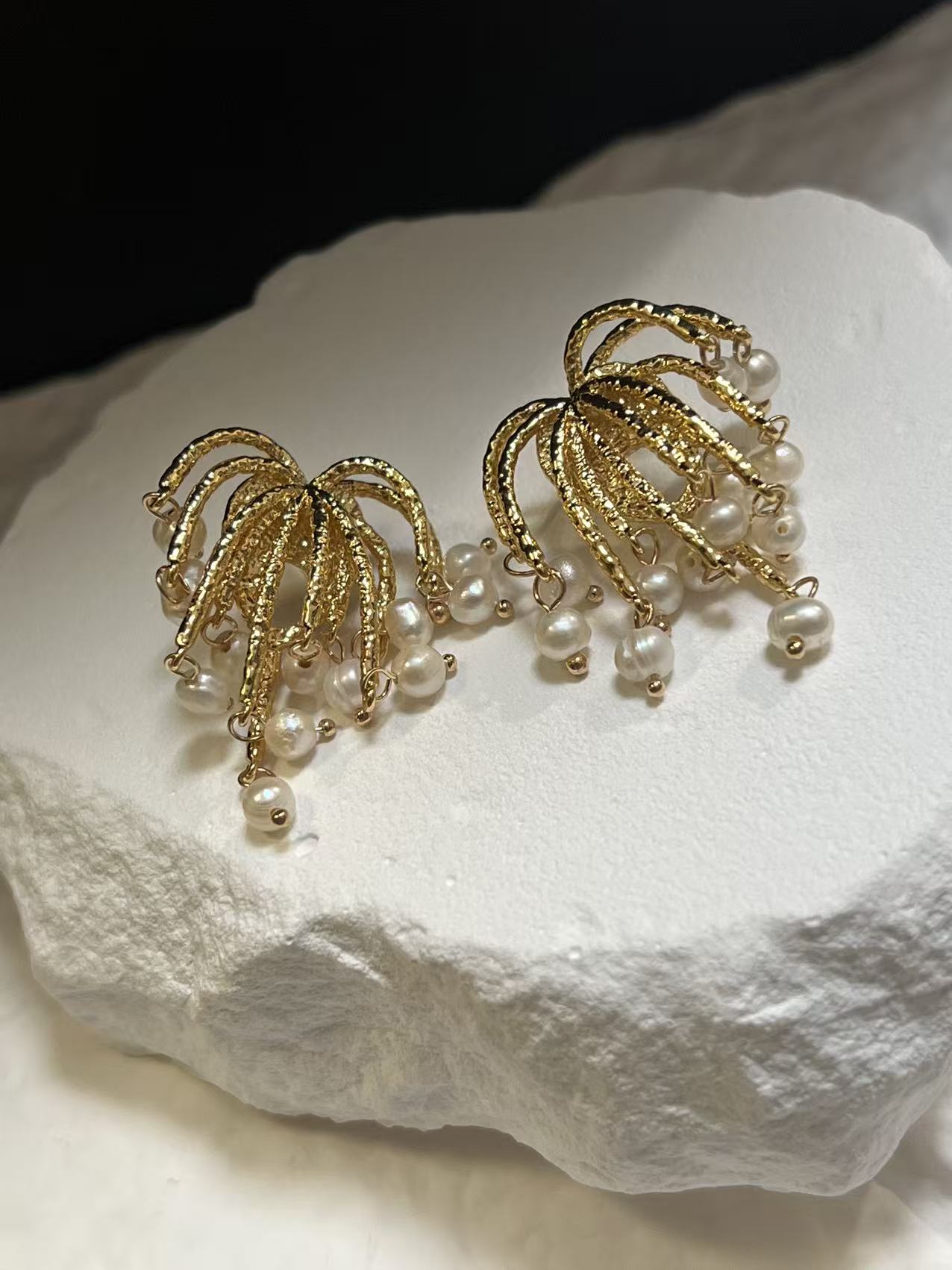 Freshwater Baroque Pearl Firworks Earrings