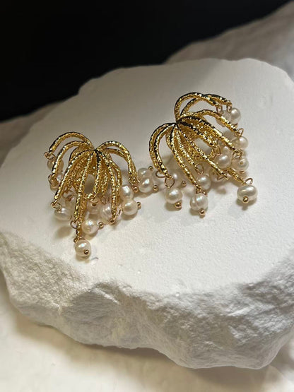 Freshwater Baroque Pearl Firworks Earrings