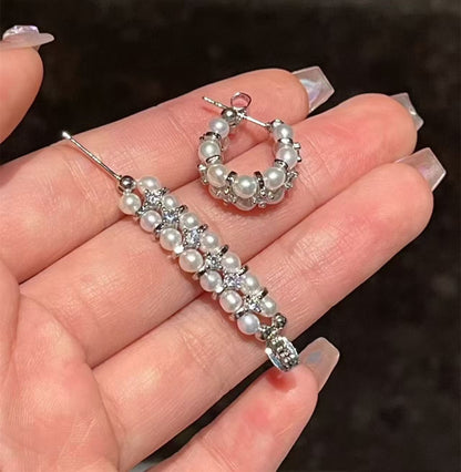 Freshwater Pearl Drop/Hoop Earrings with CZ