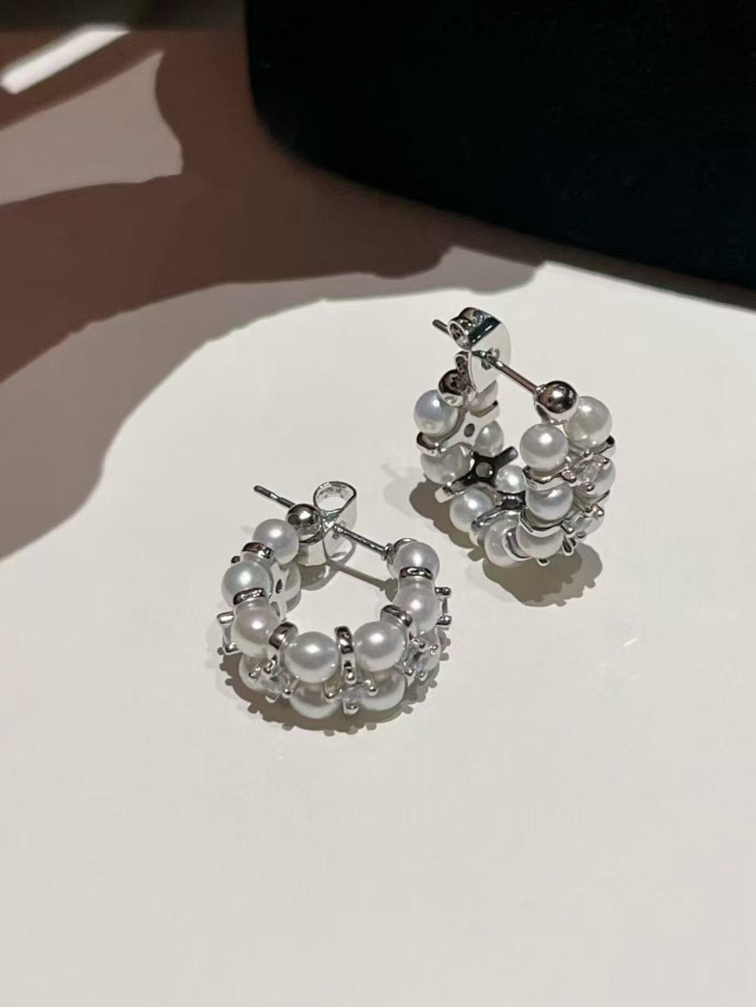 Pearl Drop Hoop Earrings