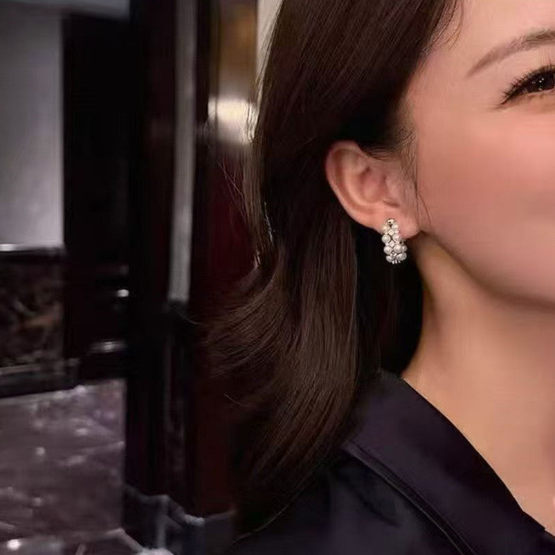 Freshwater Pearl Drop/Hoop Earrings with CZ