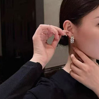 Freshwater Pearl Drop/Hoop Earrings with CZ