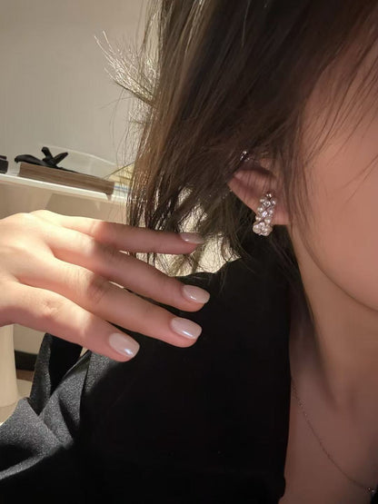 Freshwater Pearl Drop/Hoop Earrings with CZ