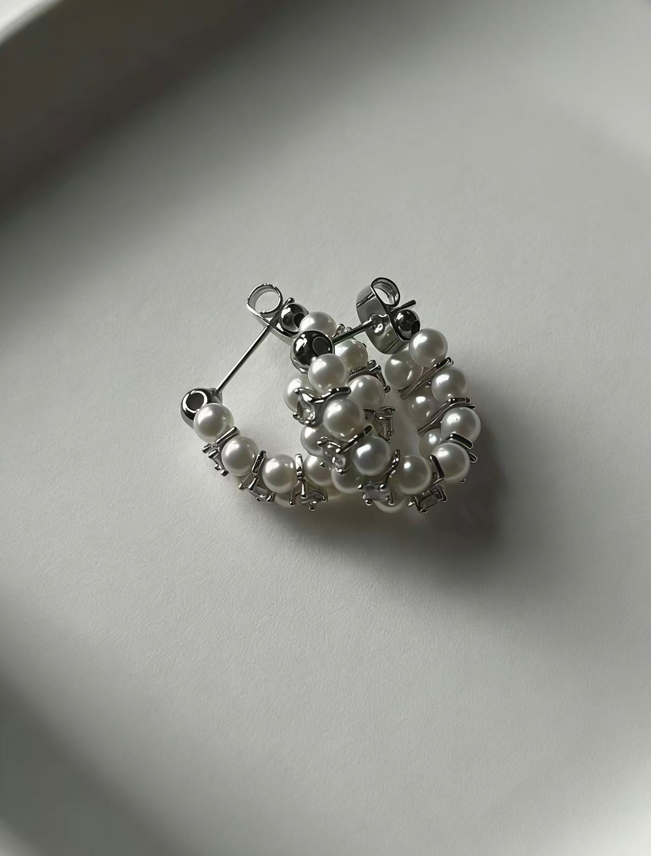 Freshwater Pearl Drop/Hoop Earrings with CZ