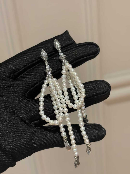 Vintage Freshwater Beaded Pearl Drop Earrings