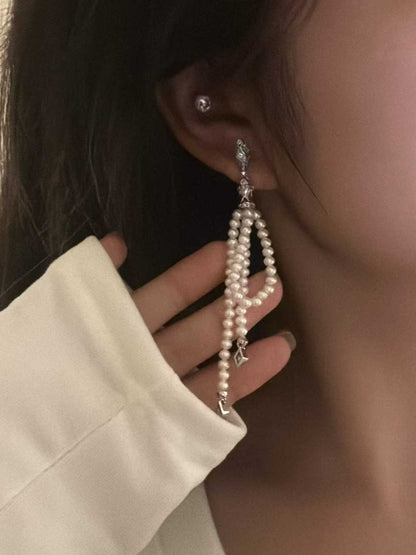 Vintage Freshwater Beaded Pearl Drop Earrings