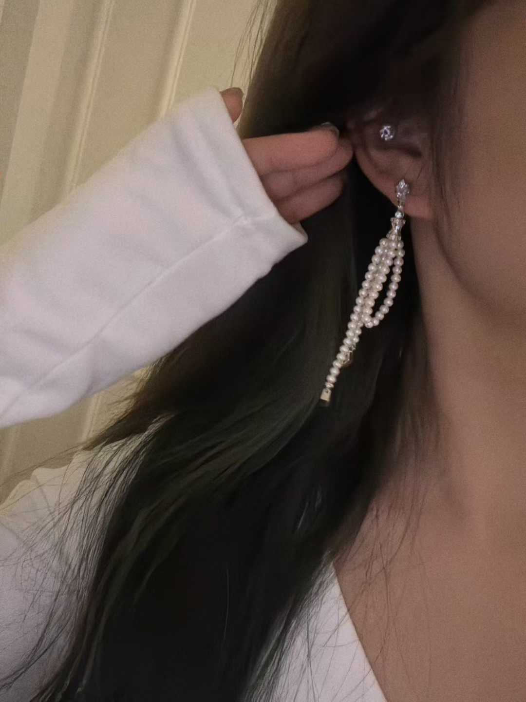 Vintage Freshwater Beaded Pearl Drop Earrings