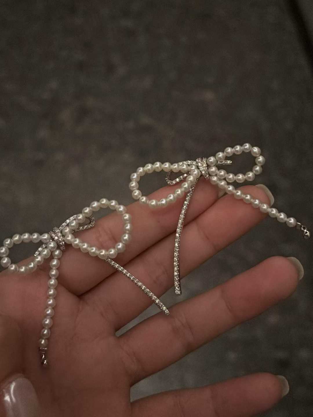 Natural Pearl  Bow Earrings with CZ