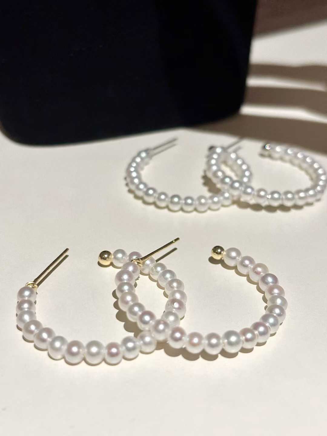 Freshwater Beaded Pearl Drop/Big Hoop Earrings