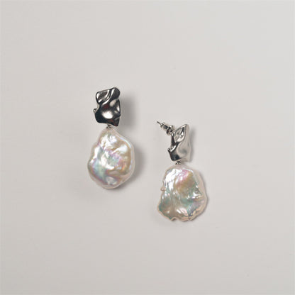Freshwater Flat Baroque Pearl Drop Earrings